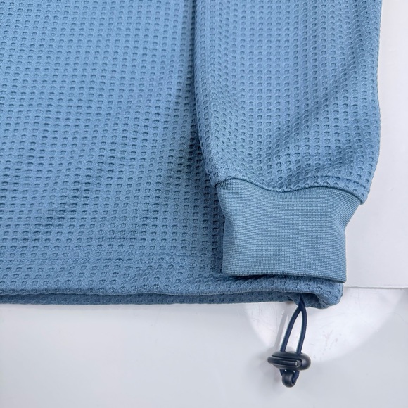 Straight Down Pullover Men's Small Blue Waffle Knit Petrol Optic 1/4 Zip Golf - Picture 5 of 12